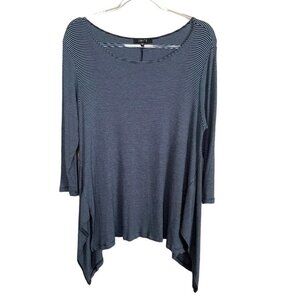 Comfy USA Lagenlook Tunic M Asym Hem Stripe Art to Wear